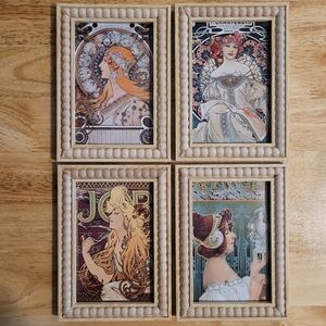 Set of Four Art Nouveau Framed Prints 4x6